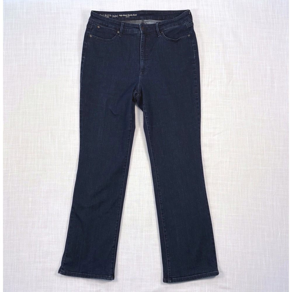 Talbots Flawless High-Waist Barely Boot Curvy Jeans 12P Dark Indigo Blue Classic